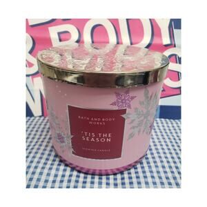 BBW Tis The Season Snowflake Jar Large 3 Wick Candle Holiday Home Fragrance